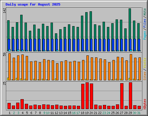 Daily usage for August 2025